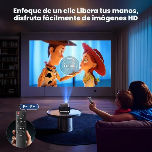 Vista 4 de Proyector con WiFi y Bluetooth – Mini Proyector de Corto Alcance [Soporte Ajustable de 145° y Enfoque Eléctrico y Auto Keystone Zoom 50%] PUTRIMS