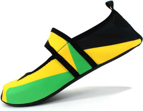 Vista 2 de Zapatos de agua para mujer, secado rápido, zapatos de playa, calzado para deportes, viajes, baile, surf, yoga, ejercicio, bandera de Jamaica