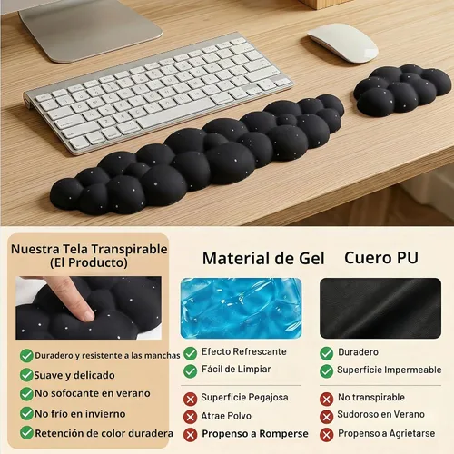 Vista 6 de Cloud - Juego de reposamuñecas para teclado y mouse, incluye un bonito posavasos, con computadoras y portátiles (juego de estrellas negras)