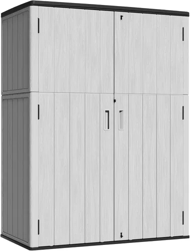 Vista 11 de Kinying - Cobertizo de almacenamiento conveniente horizontal con varias direcciones de apertura, para latas de basura, herramientas, podadora