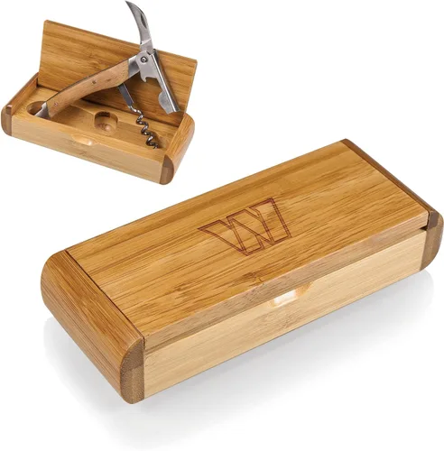 Vista 4 de PICNIC TIME NFL Washington Commanders Elan Deluxe - Sacacorchos en caja de bambú, kit de abridor de sacacorchos estilo camarero de acero inoxidable