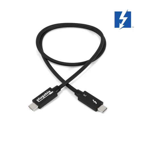 Vista 2 de Plugable Cable Thunderbolt 3 de 40 Gbps soporta carga de 100 W (20 V, 5 A), 2.6 pies / 31.5 in certificado por Thunderbolt, compatible con USB C