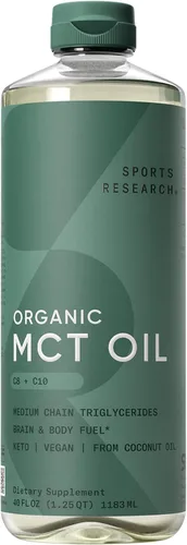 Vista 10 de Sports Research Aceite MCT Orgánico en Polvo – Keto y Vegano MCTs C8, C10 de Cocos – Combustible de Ácidos Grasos para Cerebro y Cuerpo, Sin OMG