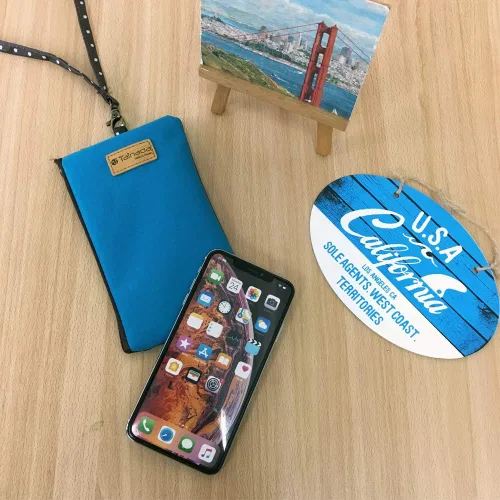 Vista 3 de Tainada Bolso de pulsera para teléfono 2 en 1 con pantalla táctil de ventana transparente y cordón desmontable para el cuello, correa de muñeca