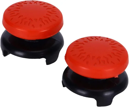 Vista 7 de ASHATA 2 unids Thumbstick para textura 3D Pulgar Grip Stick Joystick Thumbstick para PS 5 Controller Rojo