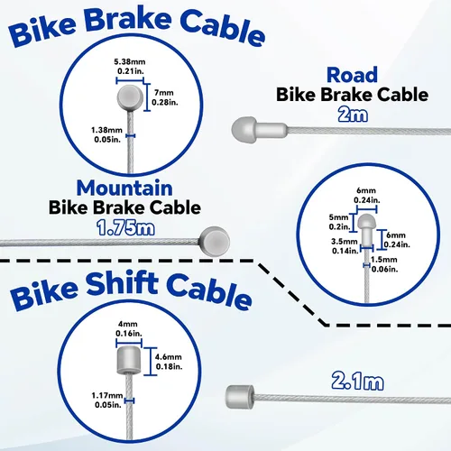 Vista 3 de 42 piezas de cable universal de freno de bicicleta y kit de carcasa con cable de cambio de cambio, línea de transmisión de bicicleta incluye tapas