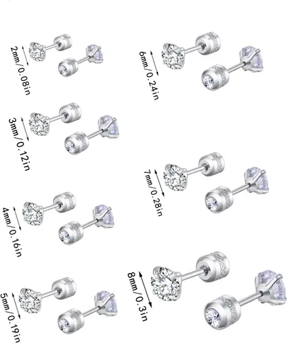 Vista 6 de Aretes de acero de titanio con diseño de circonita fina de acero inoxidable chapados en acero inoxidable para aretes sensibles y simples incrustados