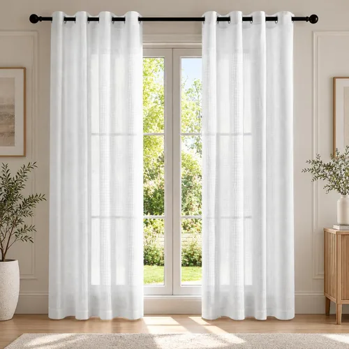 Vista 26 de Deconovo - Cortinas transparentes con filtro de luz de 84 pulgadas de largo Plata