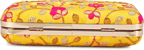 Vista 4 de LONGING TO BUY Embrague de caja de diseño hecho a mano - Bordado Zari para mujer