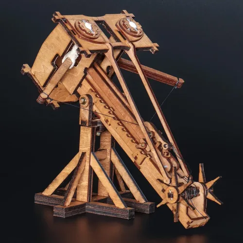 Vista 2 de YAQUMW El MINI Roman Ballista Europa Medieval Siege Chariot Catapulta de madera DIY 3D Puzzles Modelos Kits STEM Proyectos Juguetes de mesa