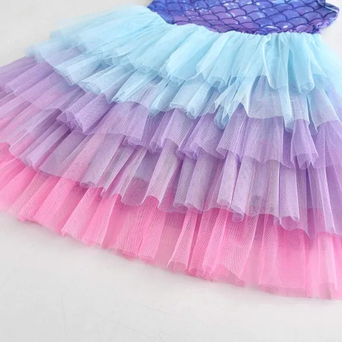 Vista 2 de DXTON Vestidos de verano de manga corta tutú para niña, para fiesta, boda, cumpleaños