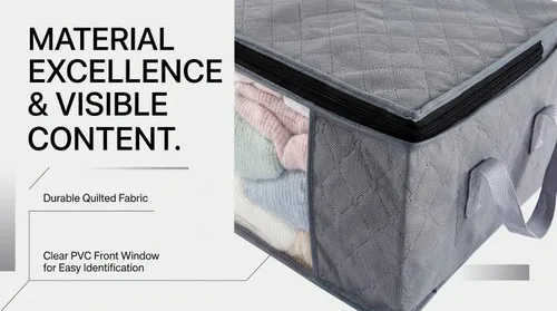 Vista 3 de G01 - bolsas de almacenamiento de tamaño rectangular para guardar ropa, 3 unidades, color gris Paquete gris de 6 piezas