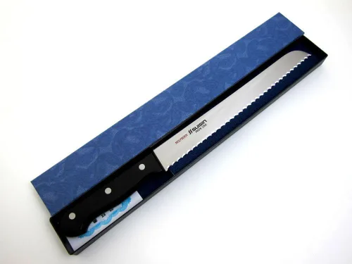 Vista 4 de Houcho. com Suisin Inox Serie de cuchillos de estilo occidental, genuino Sakai-fabricado, cuchillo de pan de acero Inox de 9.8" (250 mm)