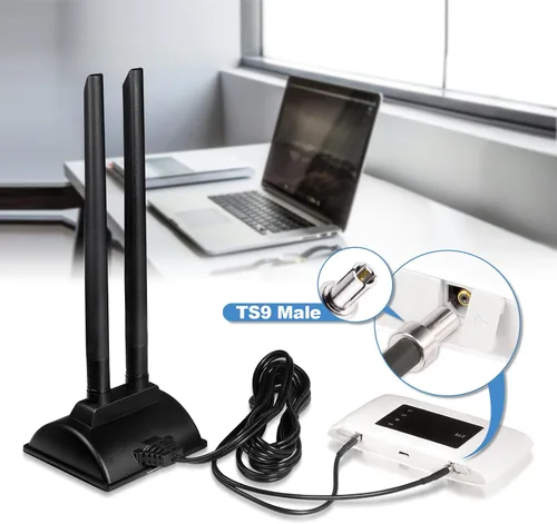 Vista 4 de Bingfu Antena 4G LTE 6dBi Base Magnética MIMO TS9 Antena compatible con Verizon AT&T T-Mobile Sprint 4G LTE Mobile Hotspot MiFi Router Celular Módem