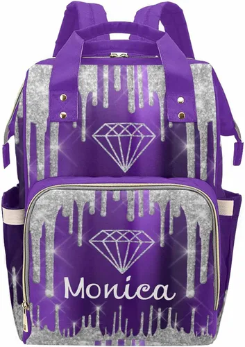 Vista 13 de Newcos Bolsa de pañales personalizada con estampado de corona con nombre personalizado de África negra para mujer, bolsa de pañales de viaje casual