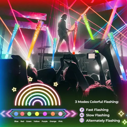 Vista 5 de SHQDD 100 varitas de fibra brillante, varitas de luz LED, suministros de fiesta que brillan en la oscuridad, varitas de fibra óptica, palos