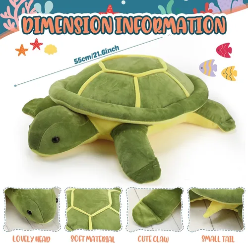Vista 3 de Liliful Peluche de tortuga marina gigante, suave y grande, almohada de tortuga marina para niños y niñas, regalos para el día de la madre