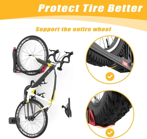 Vista 4 de TORACK BIKEPAL Soporte de bicicleta giratorio sin elevación, soporte de bicicleta vertical de ahorro de espacio montado en la pared