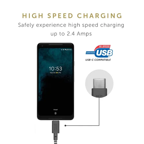 Vista 5 de Cable Native Union Belt USB-C a USB-A - Cable de carga ultrarresistente de 4 pies con correa de cuero compatible con iPhone 16, Samsung Galaxy Z