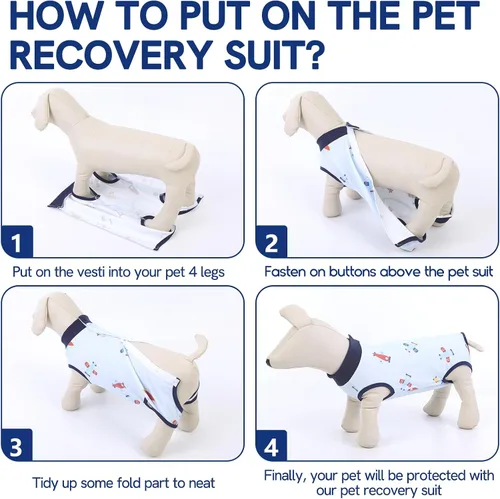 Vista 5 de SAWMONG Traje de recuperación para perros, hembras y machos, transpirable, traje corporal para perro después de una cirugía, esterilización Avión