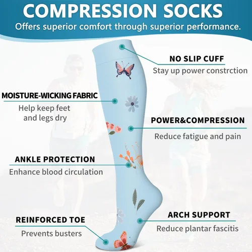 Vista 104 de Bluemaple 6 Pack Copper Compression Socks for Women and Men Circulation-Best Support for Medical, Running,Nursing,Athletic