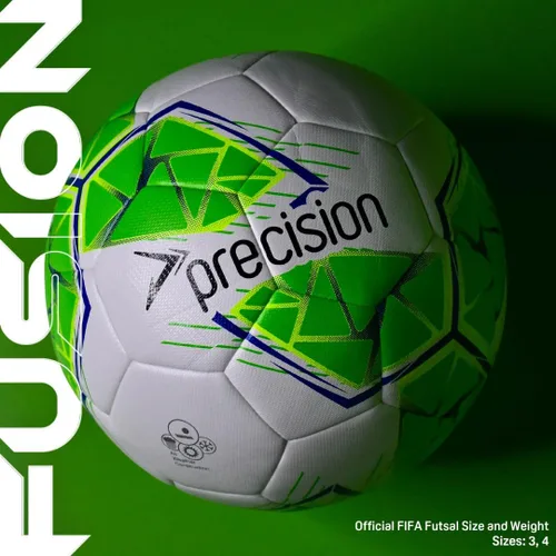 Vista 7 de Precision Fusion Sala Futsal Ball Official FIFA Football, Indoor Training, Hybrid PU, Low Rebound, Enhanced Control, White
