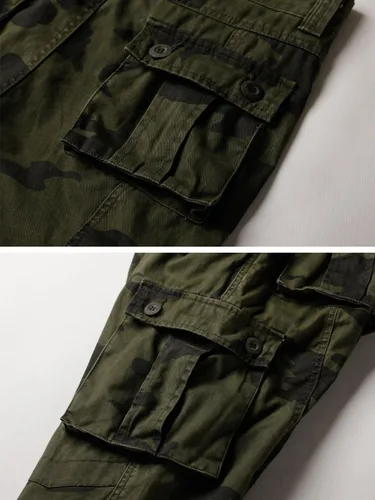 Vista 4 de AKARMY - Pantalones cargo informales para hombre, pantalones militares de camuflaje, pantalones de combate y trabajo con 8 bolsillos (sin cinturón)
