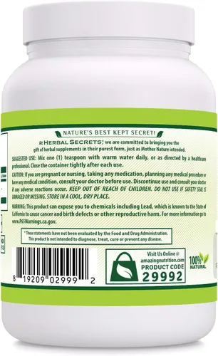 Vista 3 de Herbal Secrets Suplemento en polvo de albahaca sagrada 16.01 oz Suplemento de 0.11 oz por porción Sin OMG Sin gluten Fabricado en Estados