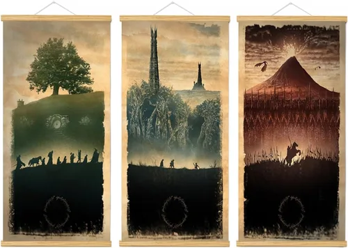 Vista 16 de Meksular Impresiones artísticas de pared de paisaje de la Tierra Media, pintura en lienzo, carteles de fantasía, imágenes de pared, para regalo