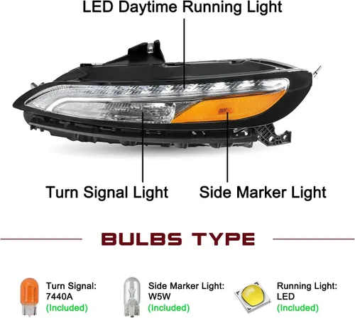 Vista 2 de JSBOYAT Compatible con 2014-2018 Jeep Cherokee Luz LED DRL de estacionamiento Señal de giro estilo OE Faros LED DRL cromados para parachoques Señal