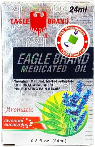Vista 2 de Eagle Brand Aceite Medicado Analgésico Externo (Aromático-Lavanda Eucalipto) 0.8 fl oz
