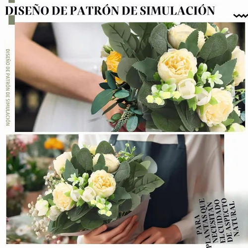 Vista 4 de Taiyin - Juego de 60 hojas de eucalipto artificiales, tallo de eucalipto verde Faux Greenery Silver Dollar Leaves for for Floral Arrangements