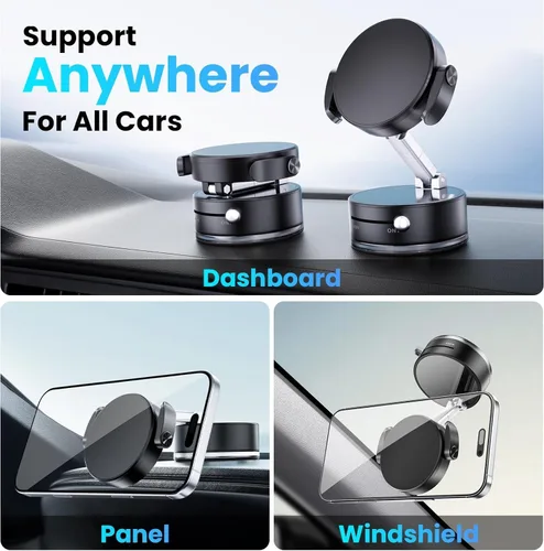 Vista 3 de Soporte magnético para teléfono de coche con ventosa fuerte, soporte universal de 360 para teléfono celular para iPhone 16 Pro Max, accesorios