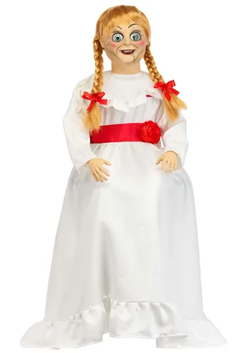 Vista 5 de Muñeca Annabelle Animatrónica de 25 Pulgadas Decoración de Halloween Multicolor