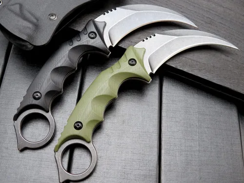 Vista 2 de Gtkii Cuchillo de garra Gtk111, hoja de acero D2, mango antideslizante G10, funda Kydex, afilado, campamento al aire libre, caza, herramienta EDC