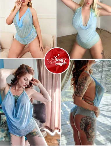 Vista 6 de Avidlove - Traje de lencería sexy para mujer, diseño de peluche, una pieza, con encaje, cabestro