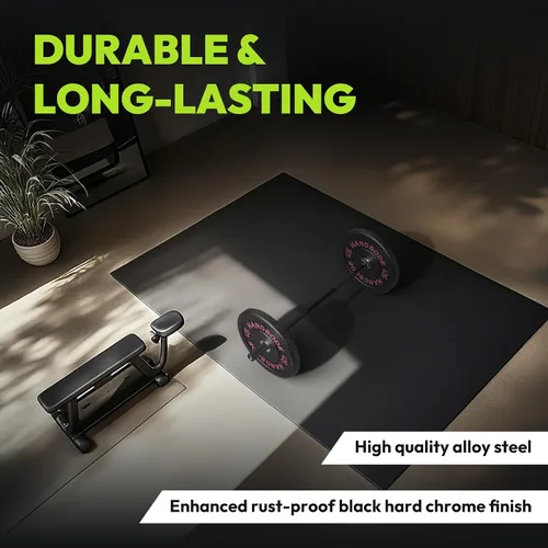 Vista 9 de Olympic Barbell, 4ft, 5ft, 6ft & 7ft Weight Bar, Multiple Options 2-Inch Needle Bearings, Hard Chrome Coating, Knurled Grip, Powerlifting, Bench