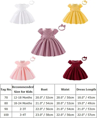 Vista 7 de IDOPIP Flower Girl Bowknot Tutu Dress for Kids Baby Wedding Communion Birthday Party Pageant Baptism Dresses with Headwear