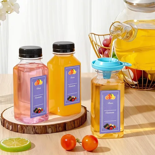 Vista 3 de mwellewm 48 botellas de jugo de 8 onzas con tapas, recipientes de plástico a prueba de fugas, botellas de jugo con tapas, reutilizables