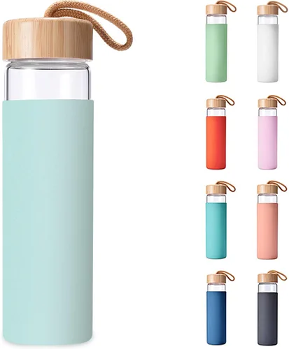 Vista 11 de Botellas de agua de vidrio de borosilicato de 20 onzas con funda de silicona, libres de BPA, aptas para lavavajillas - Botellas de vidrio Arcadia