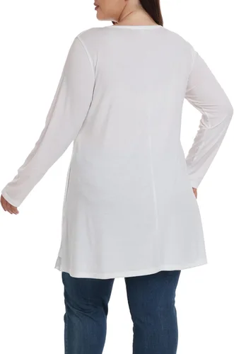 Vista 5 de Shiaili Camisetas tipo túnica de talla grande para mujer, camisas largas y fluidas para leggings (blanco, 3X)