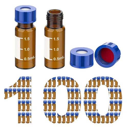 Vista 14 de Membrane Solutions Viales de muestreo automático, viales de HPLC de 0.1 fl oz, viales de ámbar de laboratorio 9-425 con punto de escritura