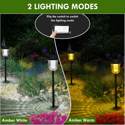 Vista 2 de Luces solares para caminos al aire libre, luces solares para exteriores, impermeables, IP65, 200 lúmenes, luces solares de encendido/apagado