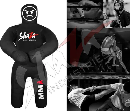 Vista 3 de Shaza Grappling - Maniquí de lucha para niños para fitness y entrenamiento, postura, golpe y lanzamiento de 39.4 in. Maniquí de boxeo para MMA