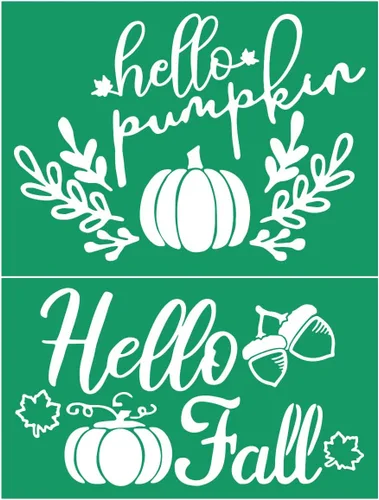 Vista 9 de DGAGA Juego de 6 plantillas de pantalla de seda con temática de otoño, reutilizables, autoadhesivas, plantillas de malla de tiza, plantillas