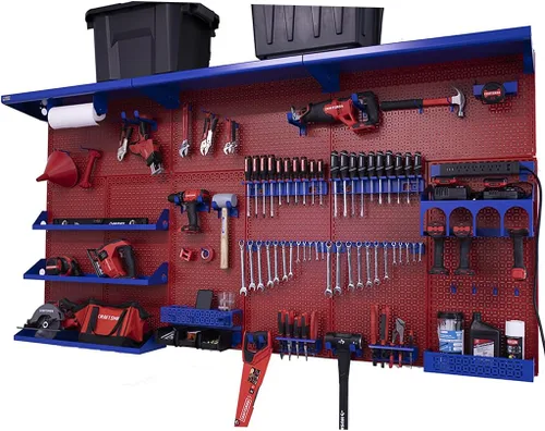 Vista 10 de OmniWall Weekend Warrior XL - Sistema de organización de pared de metal (negro/azul)