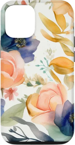 Vista 11 de iPhone 12 mini lindo pastel floral acuarela rosa azul mujeres patrón flor caso