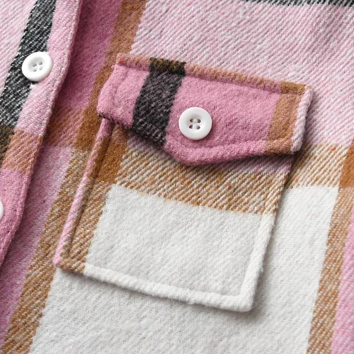 Vista 7 de Niños Niño Camisa De Franela Chaqueta Abrigos Con Capucha A Cuadros De Manga Larga Chaqueta Cárdigan Bebé Niños, Rosado, Mochilas Tote