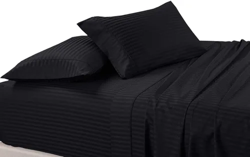 Vista 5 de sheetsnthings Juego de 2 fundas de almohada estándar de 300 hilos beige a rayas, tamaño Queen