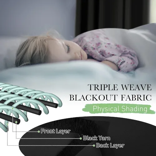 Vista 5 de KGORGE Forro de Cortina Opaca para Ventana - Paneles de Bloqueo de Luz 100%, Cortinas Forradas con Aislamiento Térmico con Bolsillo para Barra